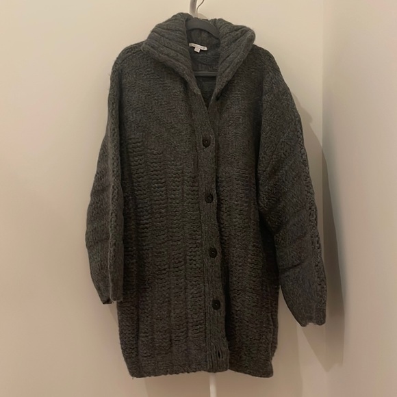 Lunya chunky wool charcoal grey cardigan - Picture 1 of 4